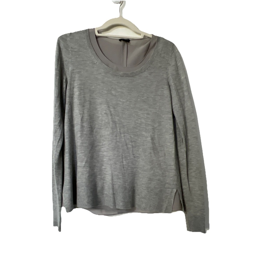 Ann Taylor Womens Two For Long Sleeve Sweater Gray Sz XS Tank Lined